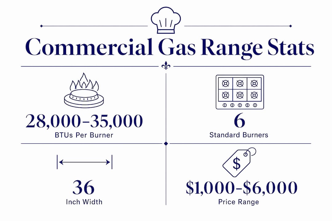 Infographic showing commercial gas range key statistics