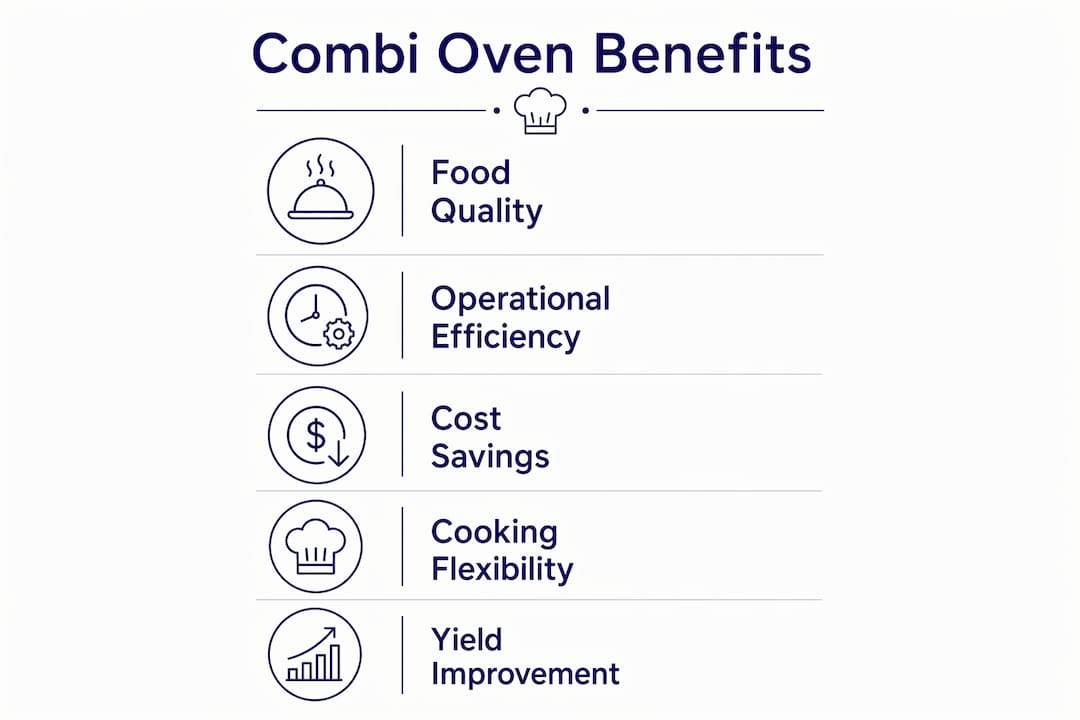 Infographic outlining benefits of using a combi oven
