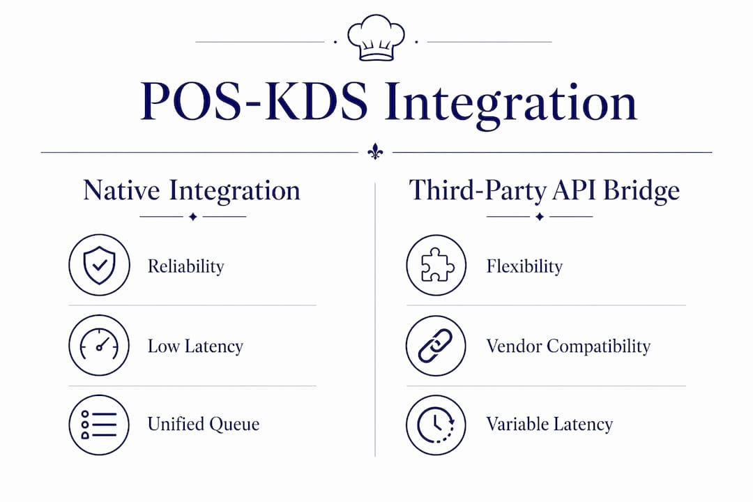 Infographic comparing native and third-party POS-KDS integrations