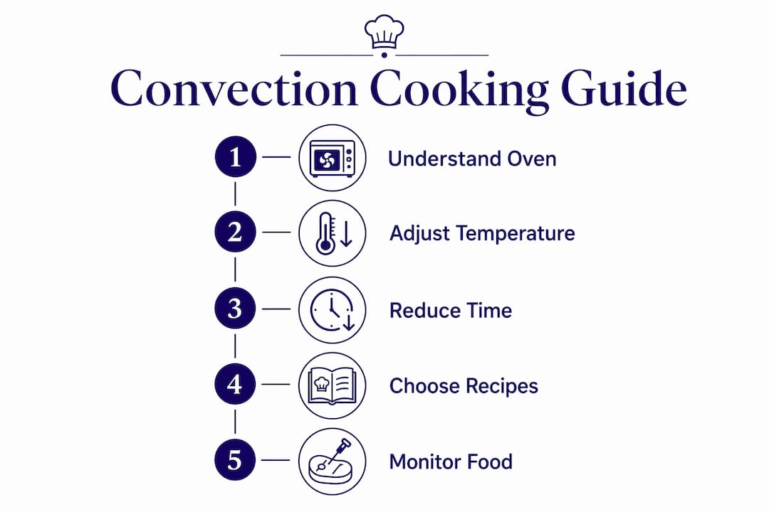 Infographic outlining convection oven cooking steps
