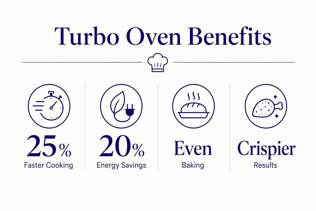 Infographic showing turbo oven benefits with stats