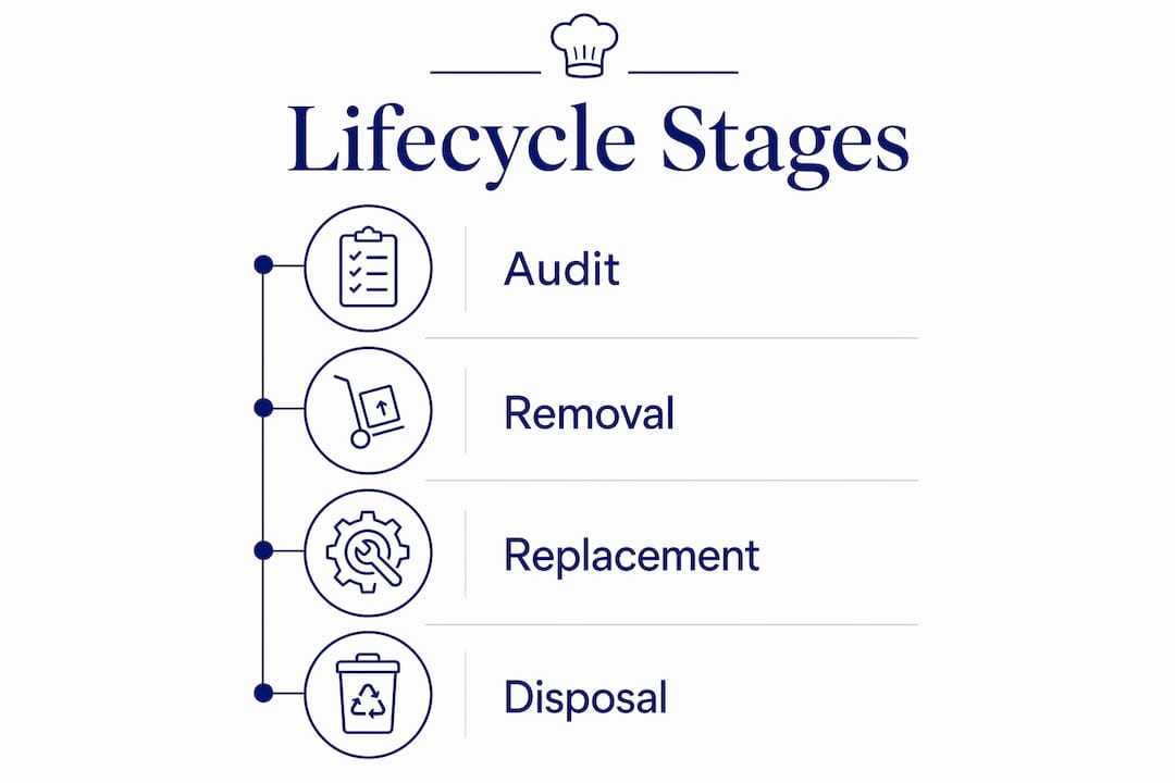 Infographic outlining equipment lifecycle management steps