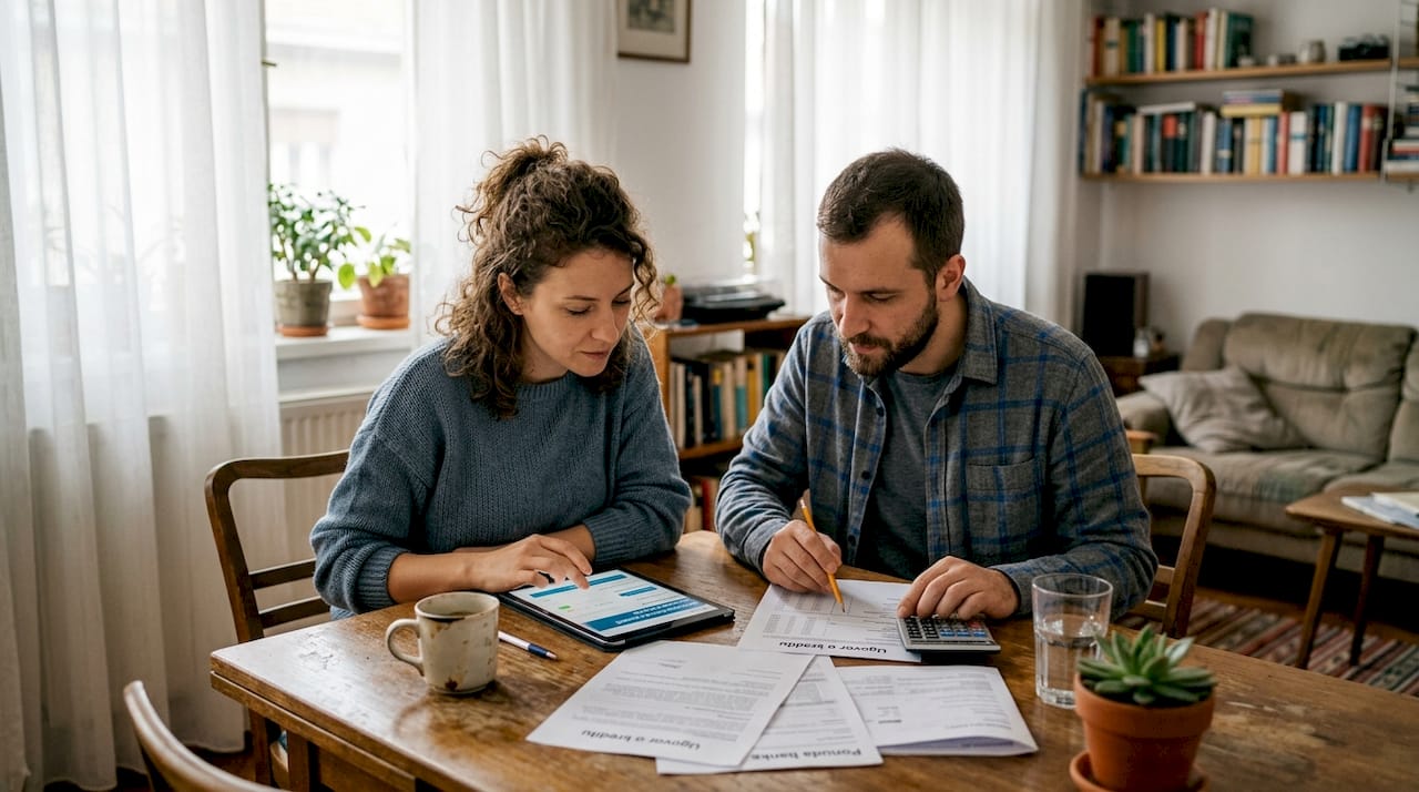 Par kod kuće detaljno proučava dokumentaciju vezanu uz kredit za stan.