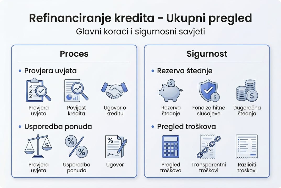 Vizualni prikaz koraka i sigurnosnih mjera pri refinanciranju kredita