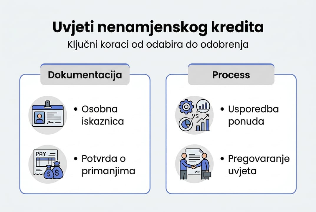 Na infografici možete vidjeti sve ključne informacije o uvjetima nenamjenskih kredita.