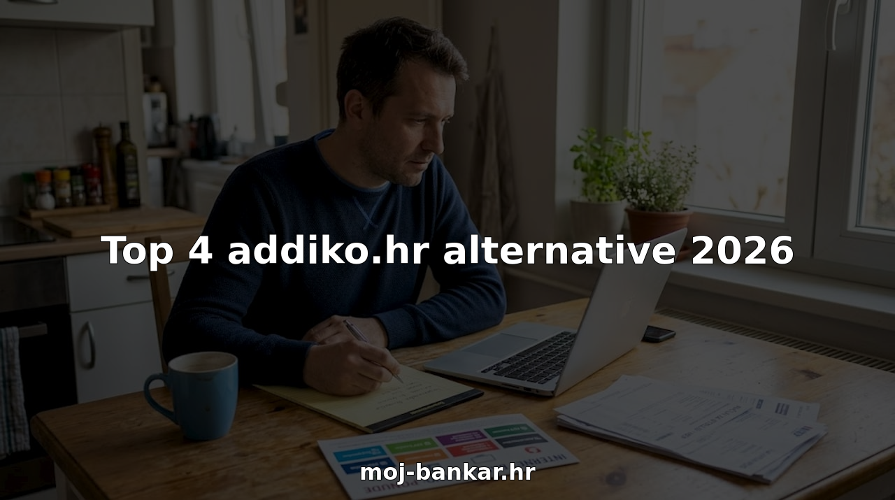 Muškarac kod kuće proučava i uspoređuje različite bankarske opcije kako bi donio najbolju odluku za svoje financije.