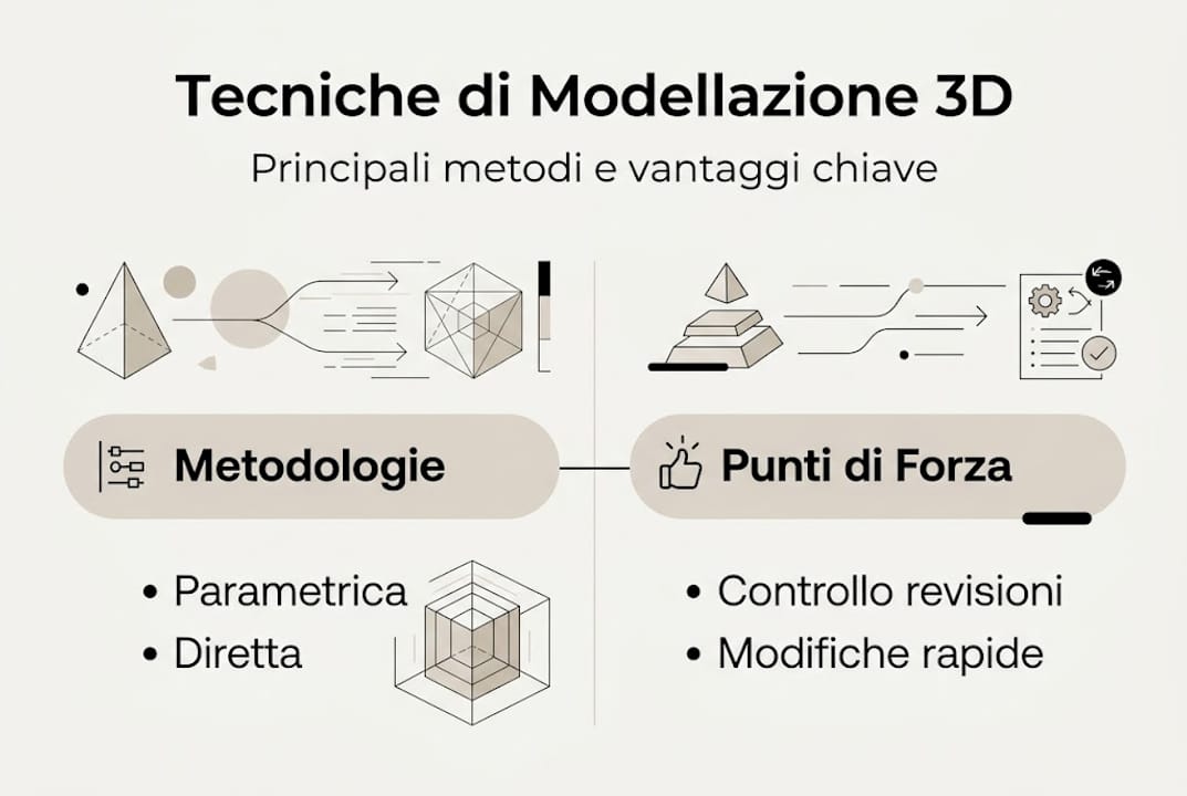 Infografica: scopri le principali tecniche di modellazione 3D e tutti i vantaggi per il tuo progetto