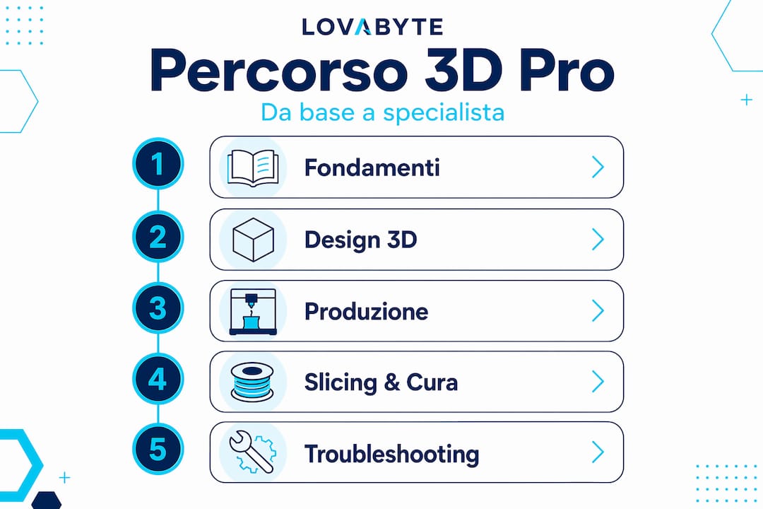Percorso formativo 3D: tutti i moduli spiegati in un’infografica