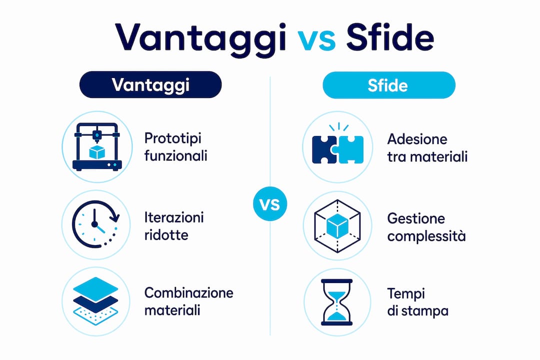Infografica: pro e contro della stampa multimateriale a confronto
