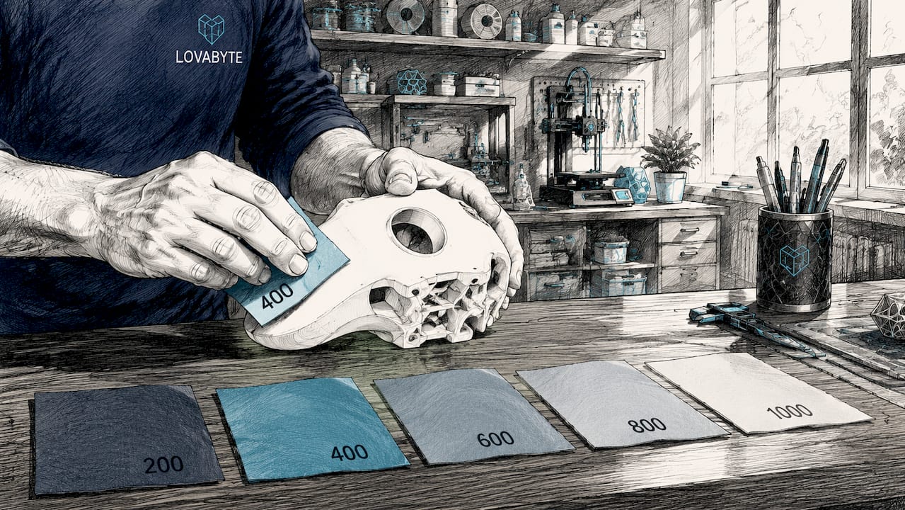 Mani che levigano con cura la superficie di un modello 3D, prestando attenzione ai minimi dettagli.