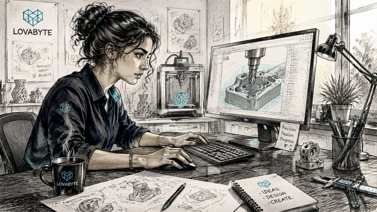 Mani esperte programmano il percorso dell’utensile per realizzare un prototipo digitale.
