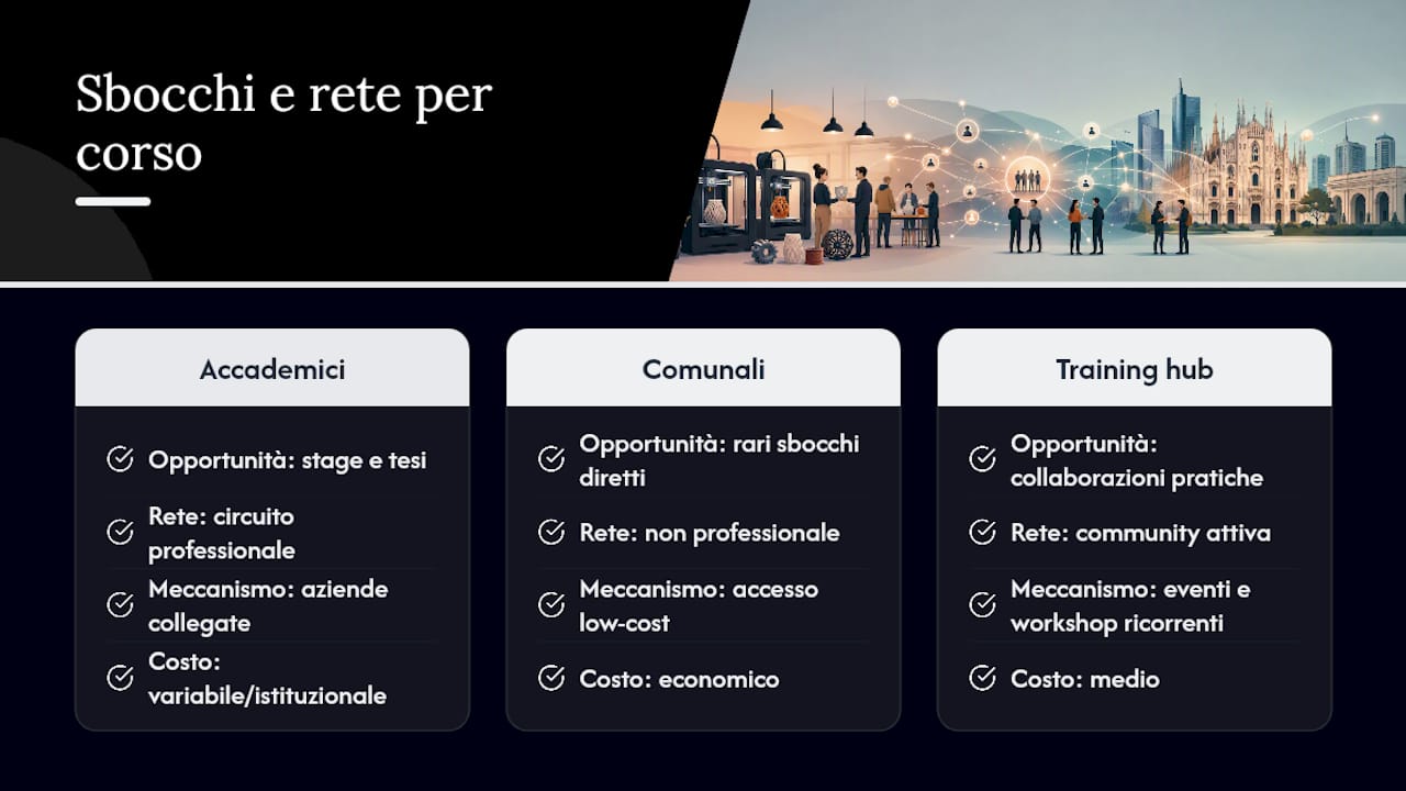 Dopo il corso: stage, collaborazioni e rete di contatti — overview diagram