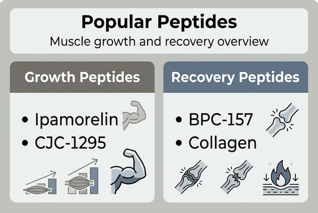 Infographic of peptide types for muscle and recovery