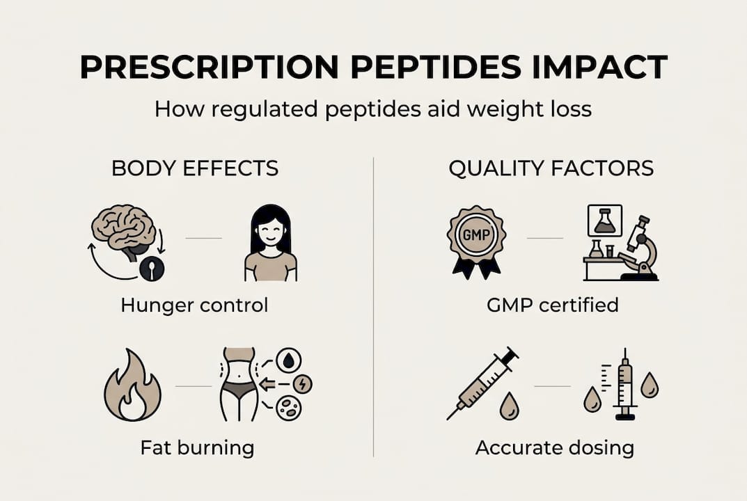 Infographic on prescription peptide benefits and quality