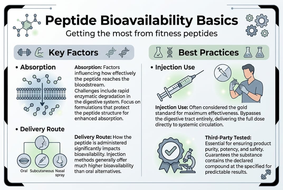 Infographic showing peptide bioavailability basics