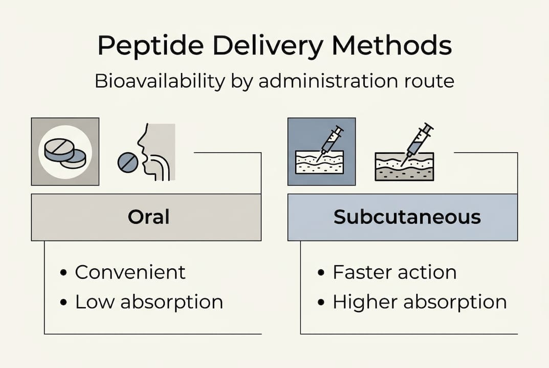 Infographic comparing peptide delivery methods