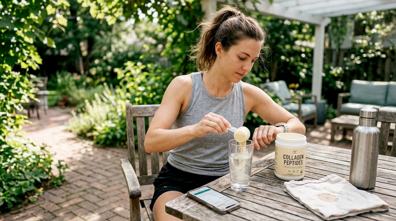 Woman preparing daily collagen peptide drink