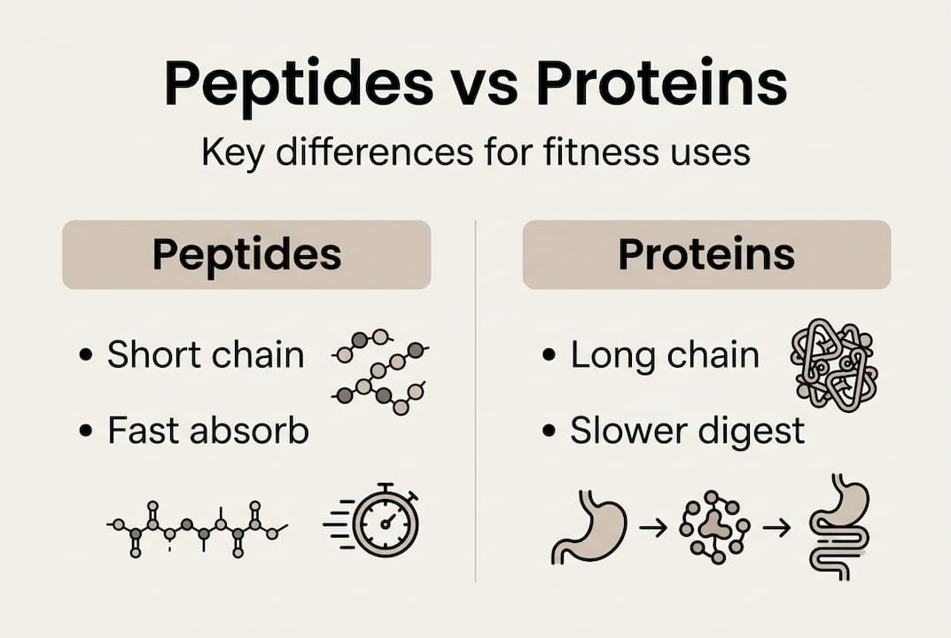 Infographic comparing peptides and proteins key points