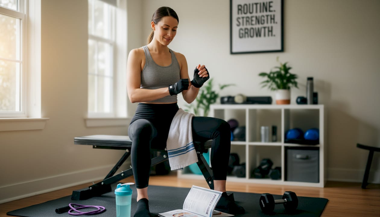 Woman starts resistance workout for weight loss