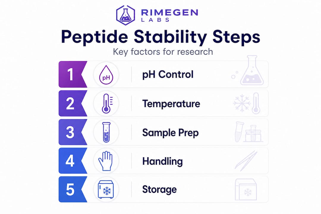 Infographic on key peptide stability factors