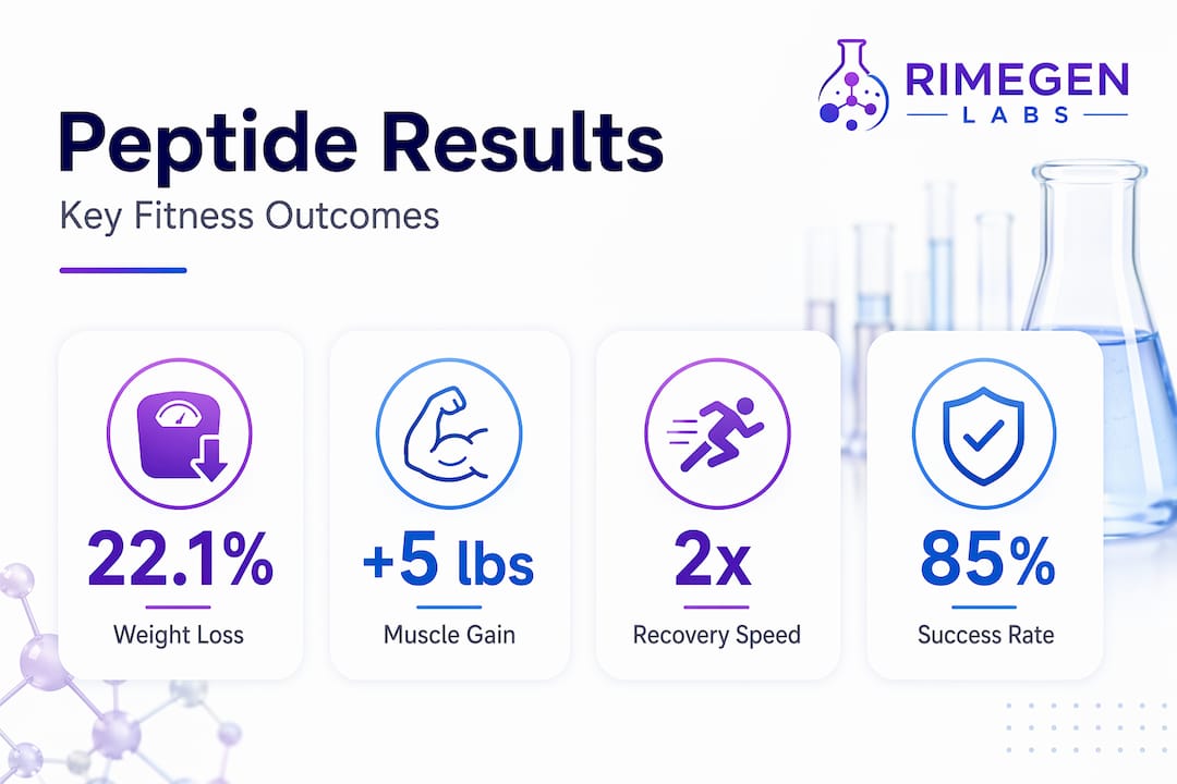Infographic showing peptide fitness outcome statistics