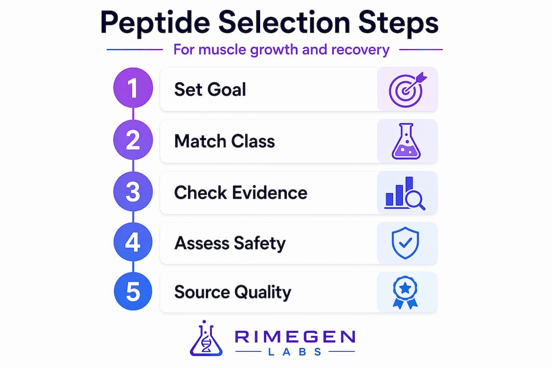 Infographic showing steps for peptide selection