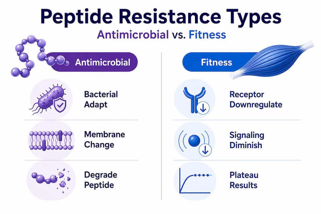 Infographic compares antimicrobial and fitness peptide resistance