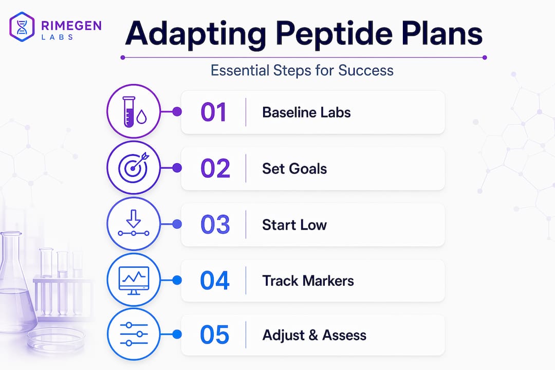 Infographic summarizing steps to adapt peptide plans