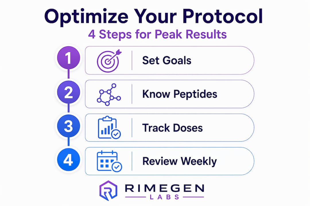 Simple infographic of four peptide optimization steps