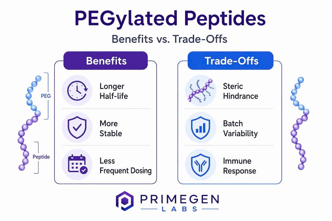 Comparison chart pegylated peptide benefits and trade-offs