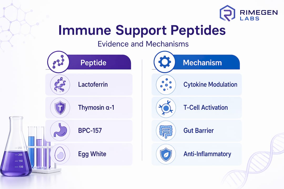 Infographic comparing immune peptides and mechanisms