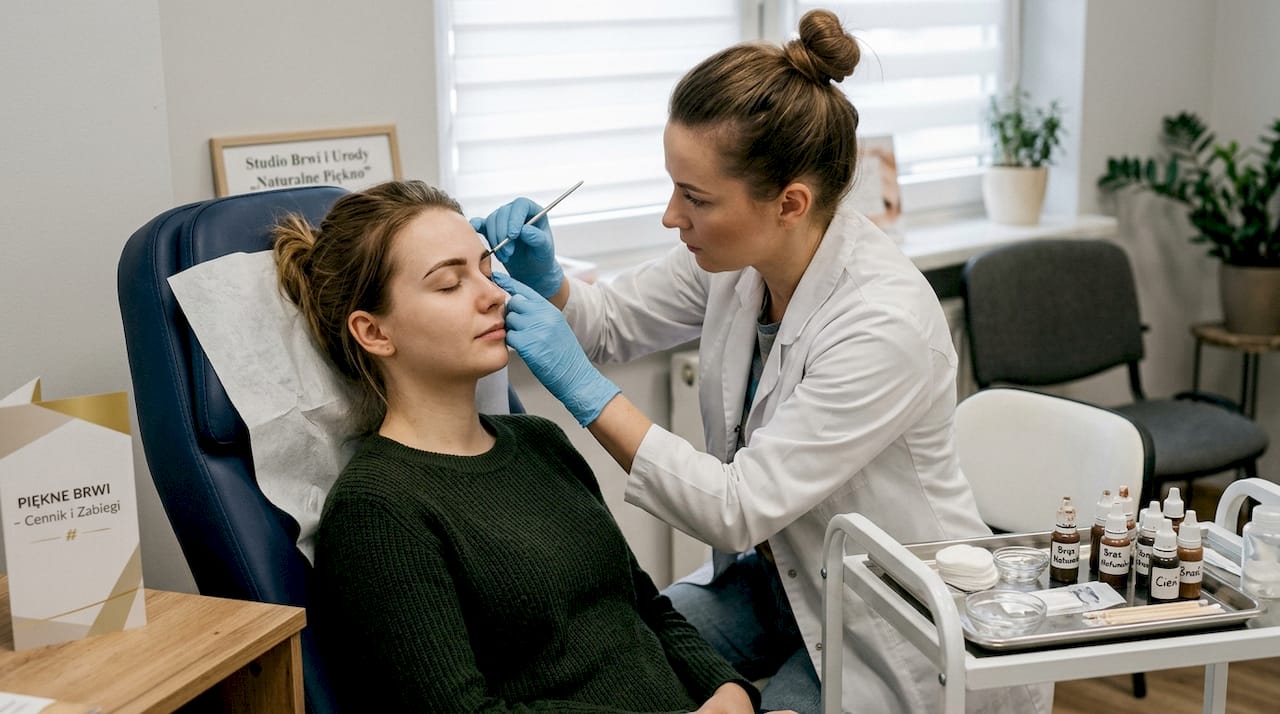 Klientka korzysta z profesjonalnej stylizacji brwi