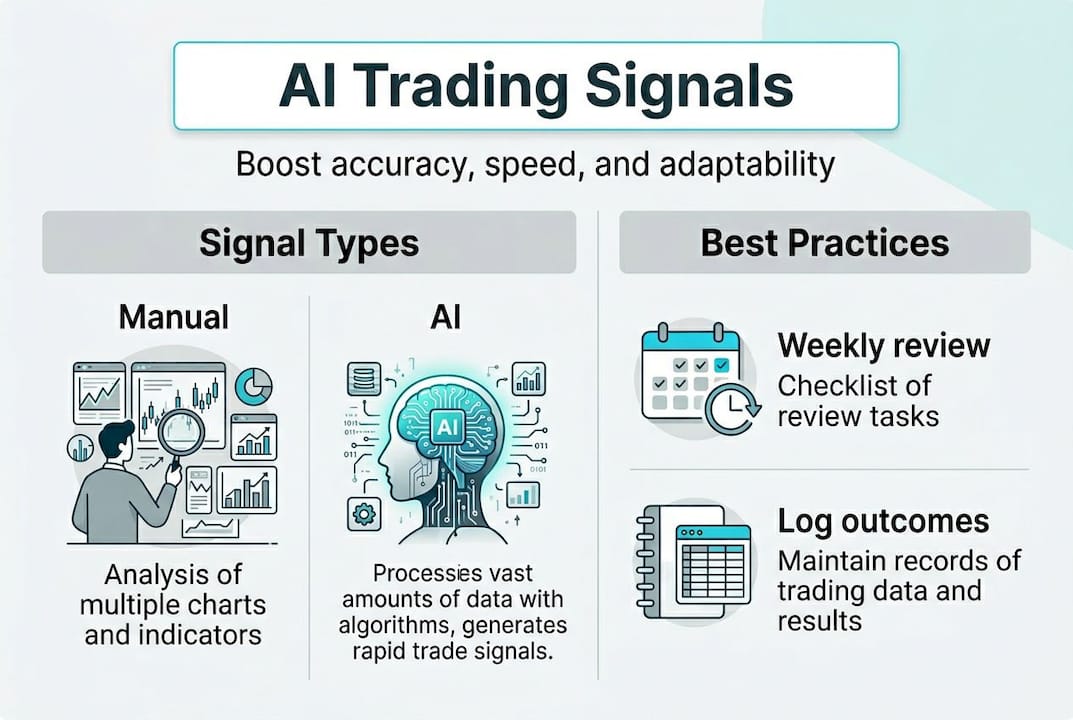 Infographic overview of AI trading signals