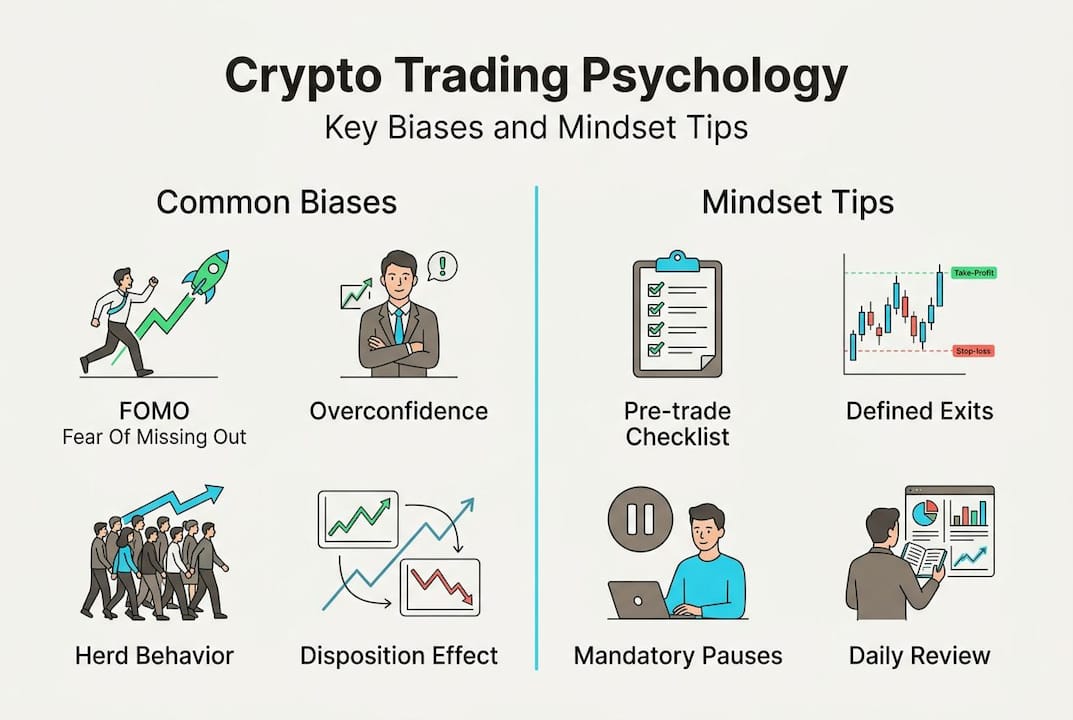 Infographic of crypto trading psychology tips