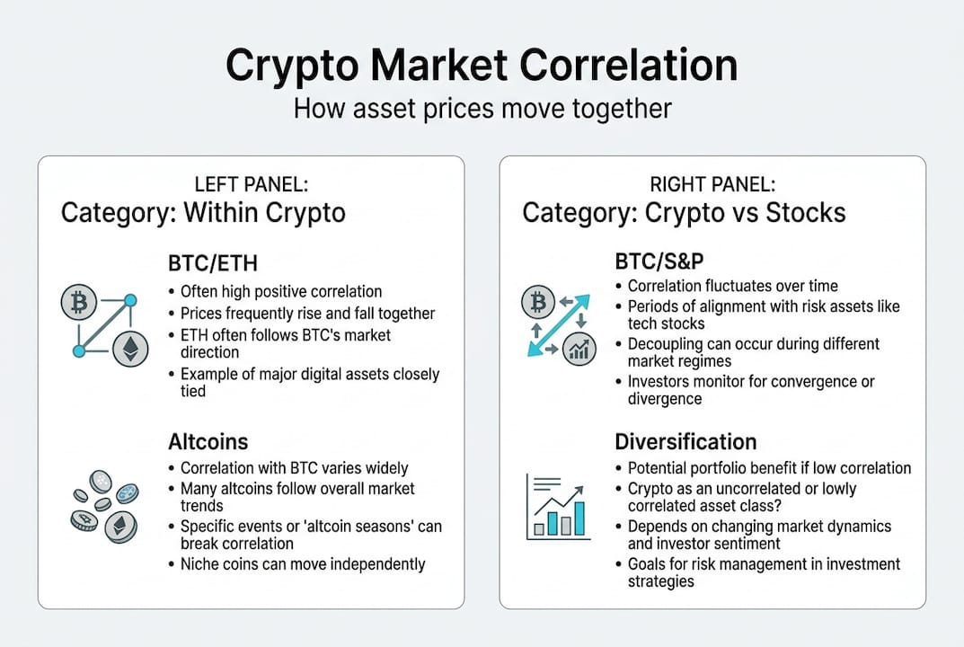 Infographic showing crypto market correlation overview