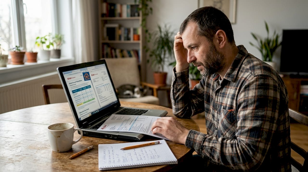 Un proprietar care analizează diverse oferte pentru panouri fotovoltaice