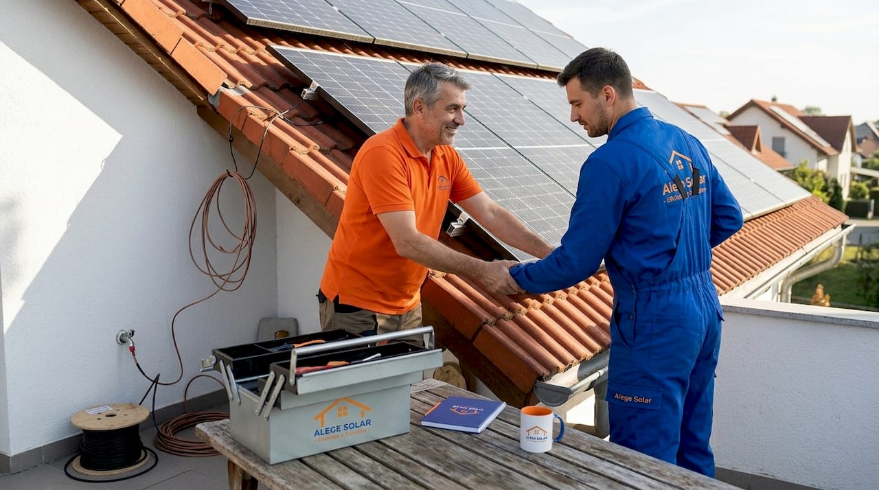 Instalarea panourilor fotovoltaice pe acoperișul casei