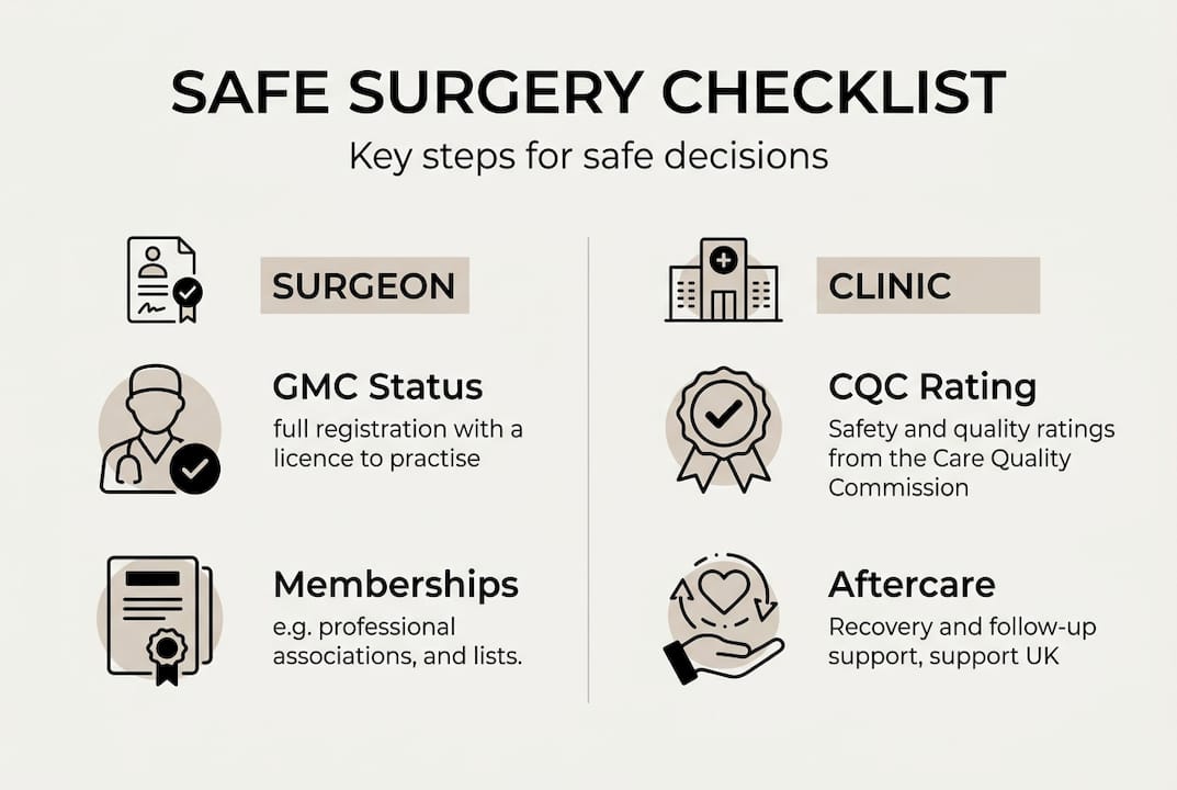 Infographic on safe plastic surgery checklist