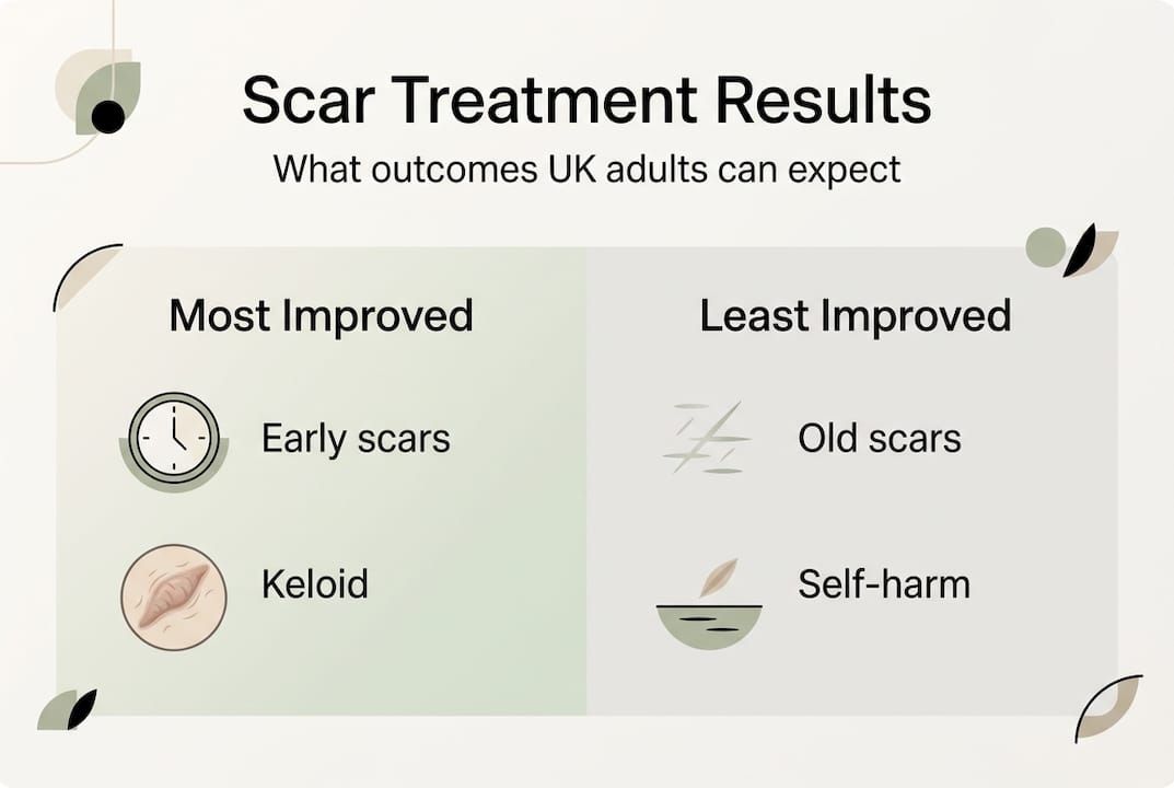 Infographic showing scar treatment results categories