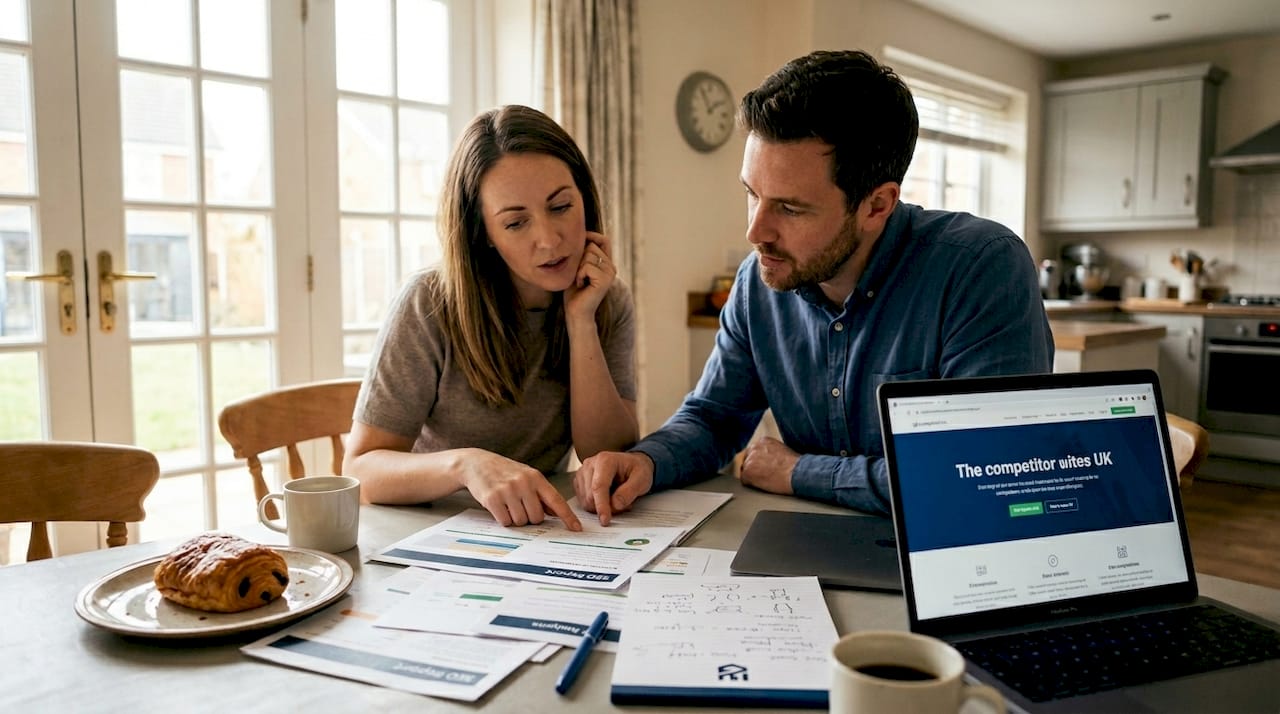 Small business team reviewing printed SEO strategy