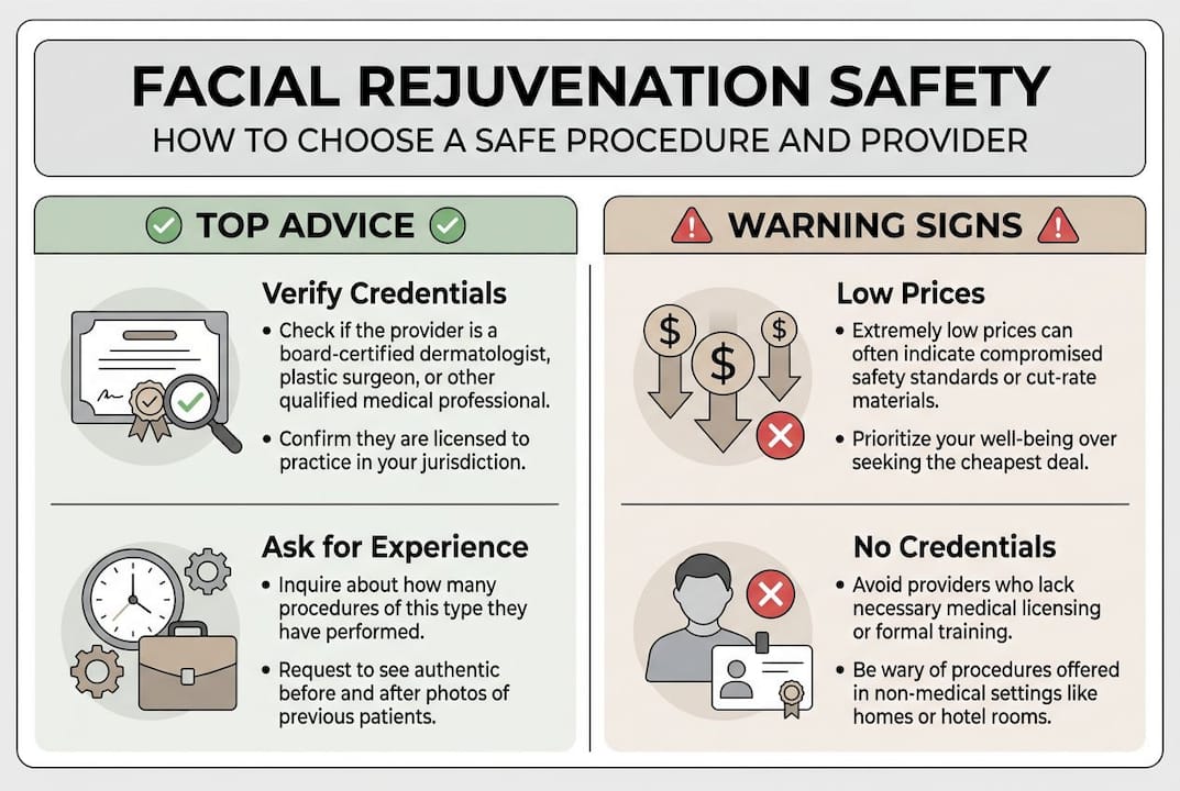 Infographic on safe facial rejuvenation choices