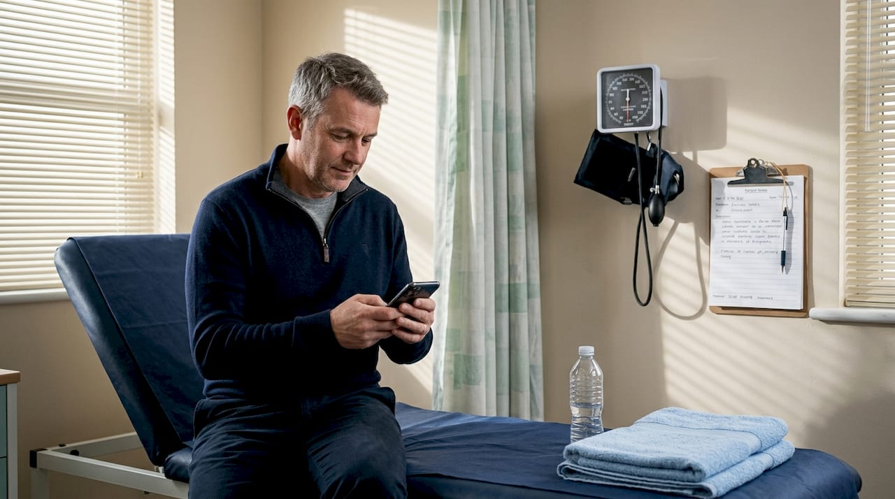 Patient recovering calmly after cosmetic procedure