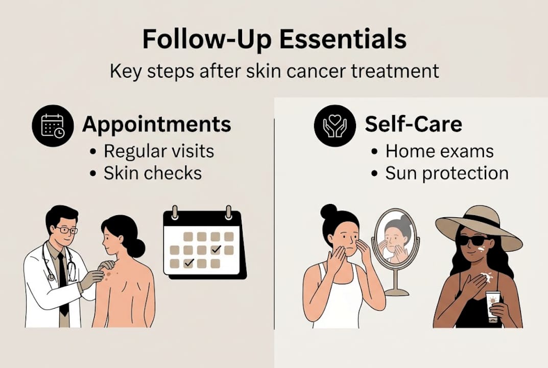 Infographic of skin cancer follow-up steps