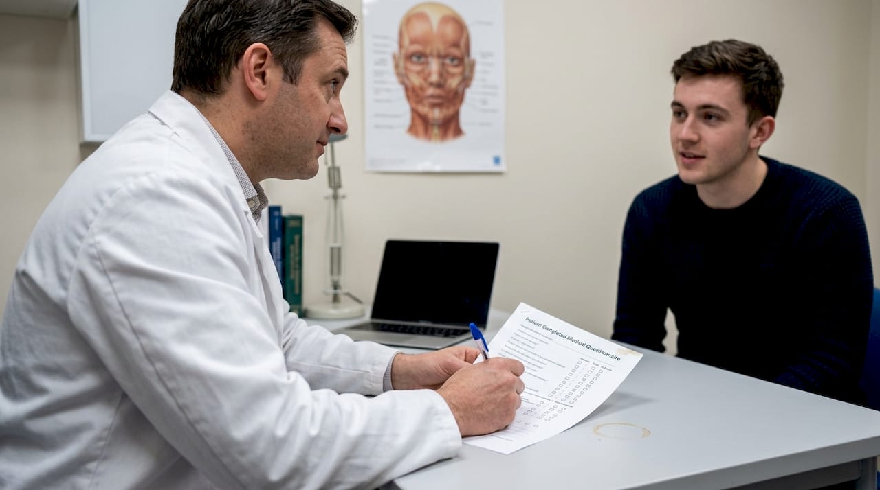 Surgeon reviewing patient suitability for surgery
