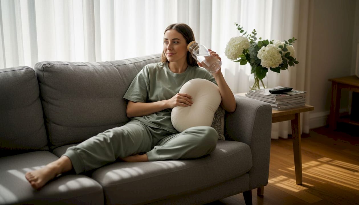 Woman relaxing at home after surgery