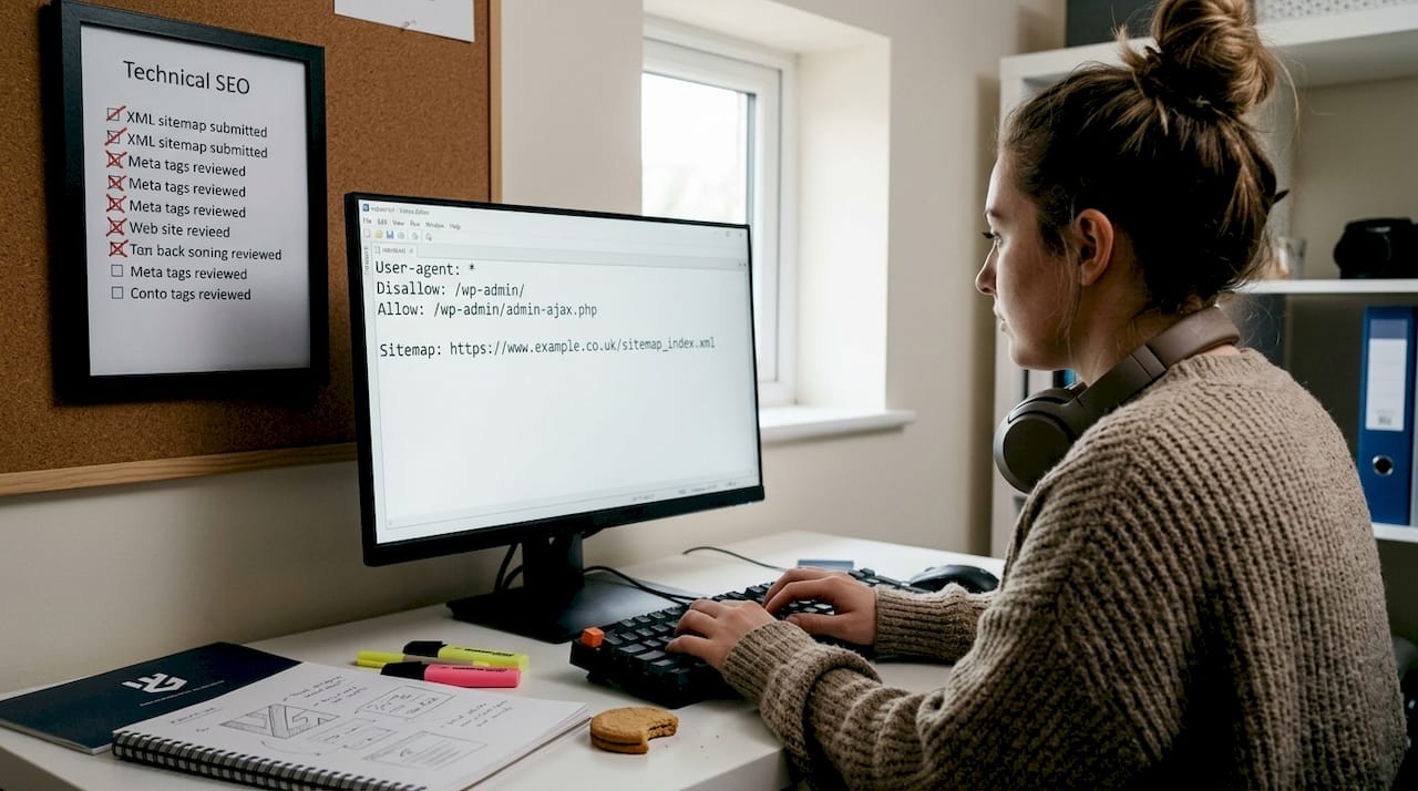 Designer working on site SEO setup