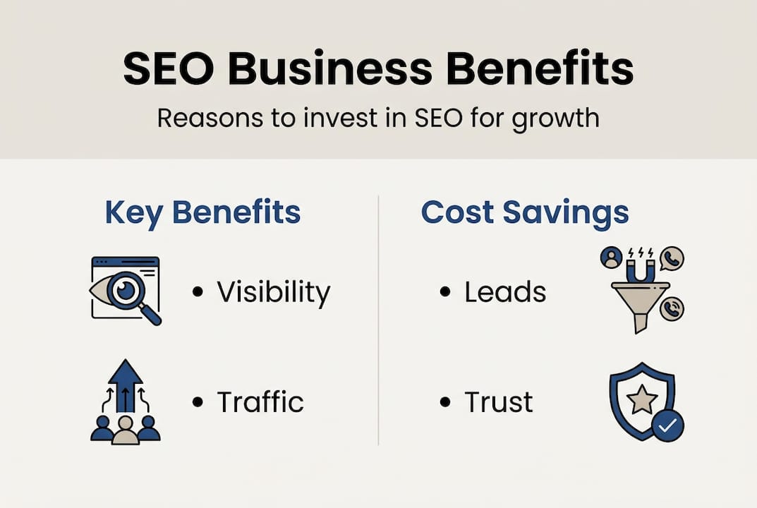 Infographic showing SEO business growth benefits