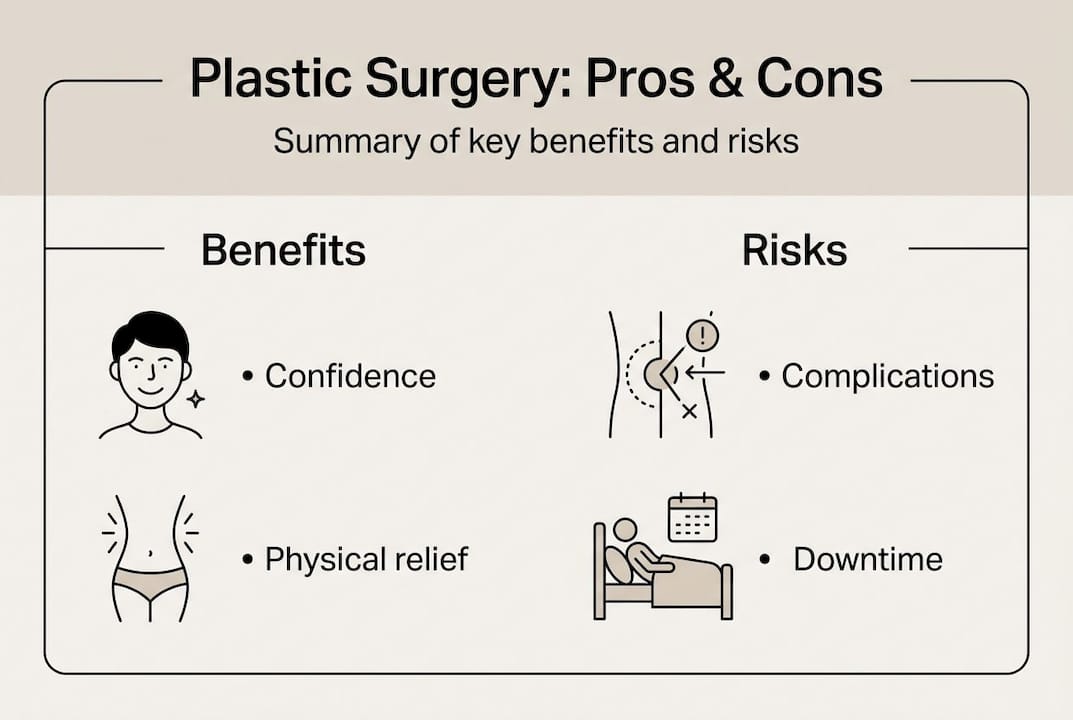 Infographic showing plastic surgery pros and cons