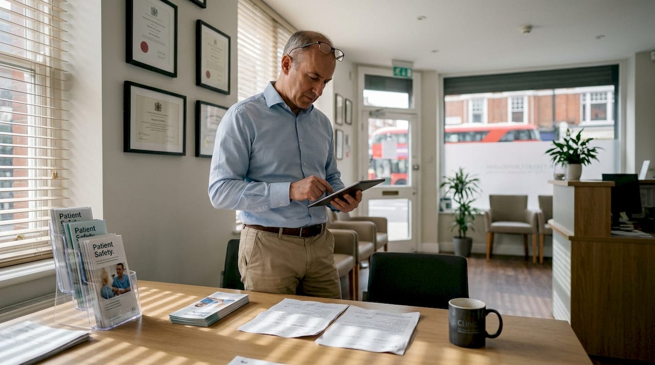 Surgeon preparing for patient consultation