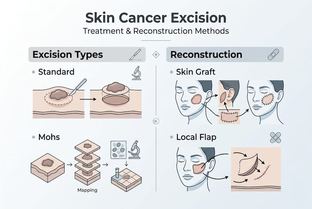 Infographic skin cancer excision and reconstruction methods